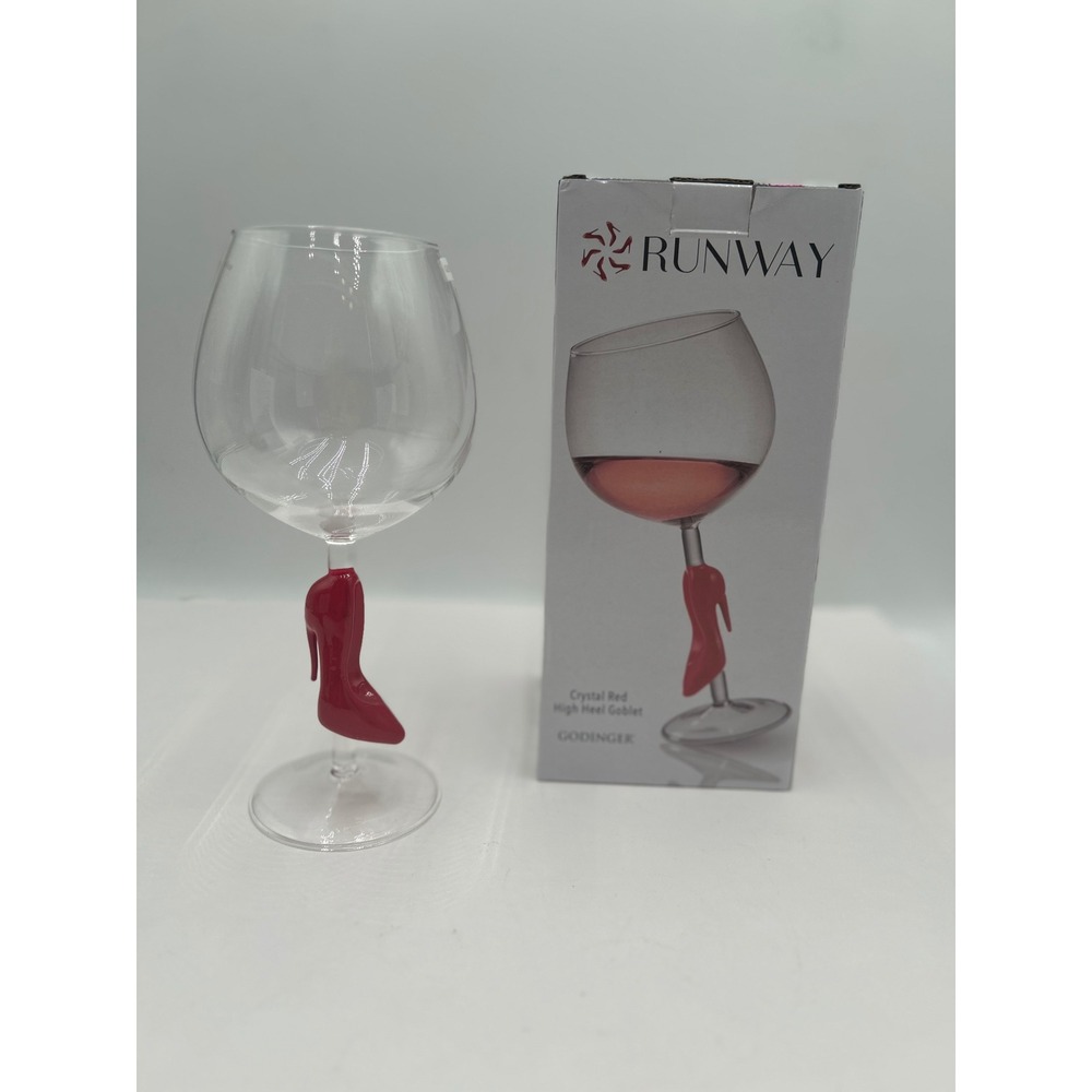 Godinger Runway Crystal Red High Heel Stiletto Wine Glass Goblet 20oz NEW - Picture 10 of 11